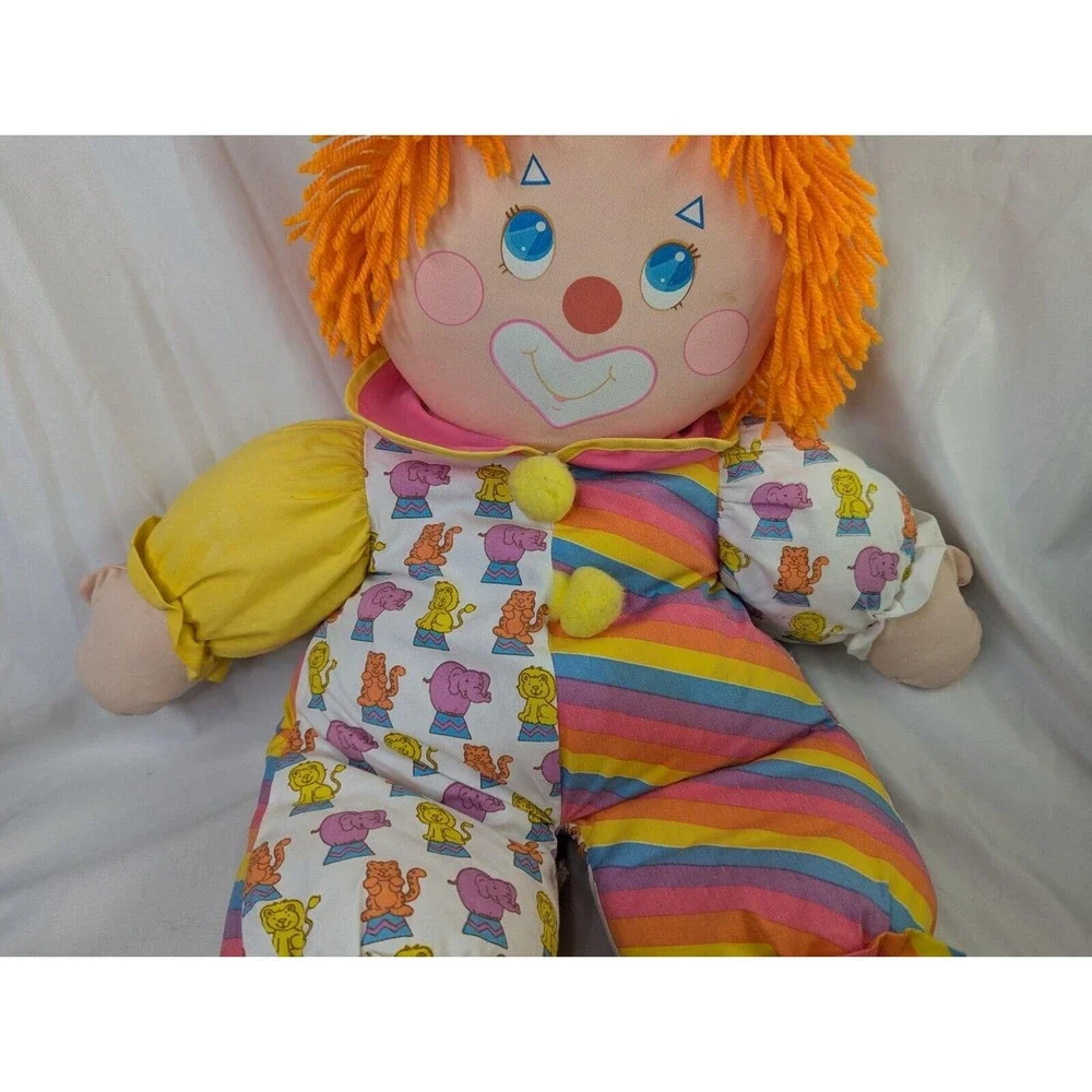 Cloth Clown Plush Doll 24 Inch Yarn Hair Circus Stuffed Animal Toy